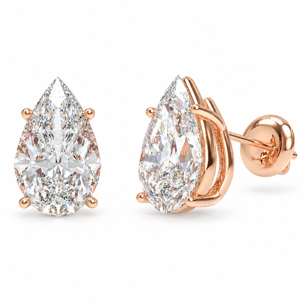 Rose Dewlight Pear-Cut Lab-Grown Diamond Stud Earrings