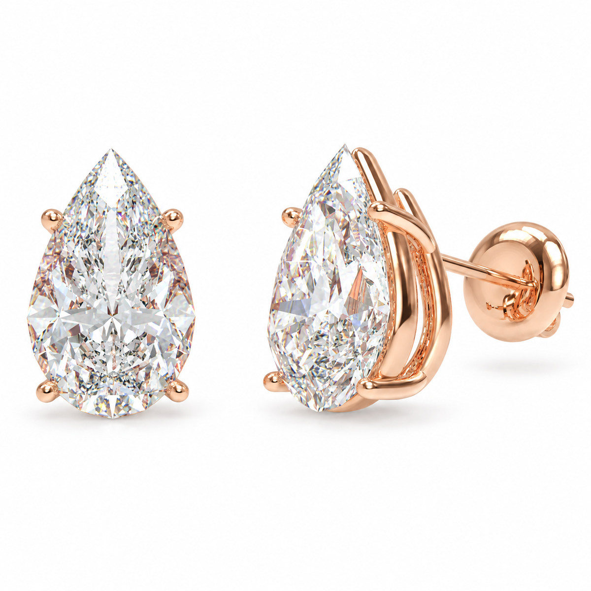 Rose Dewlight Pear-Cut Lab-Grown Diamond Stud Earrings
