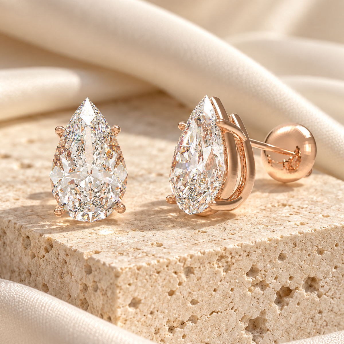 Rose Dewlight Pear-Cut Lab-Grown Diamond Stud Earrings