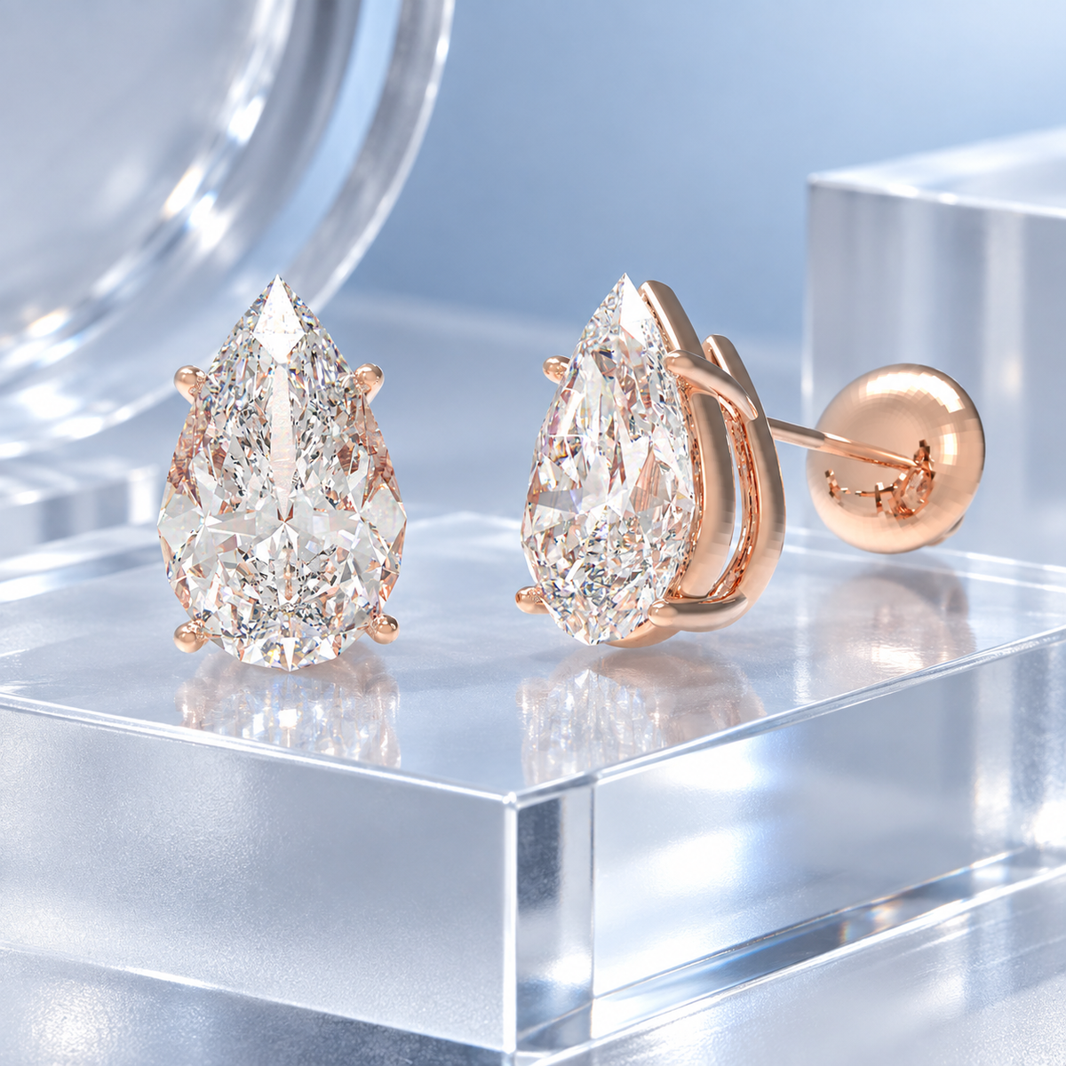 Rose Dewlight Pear-Cut Lab-Grown Diamond Stud Earrings