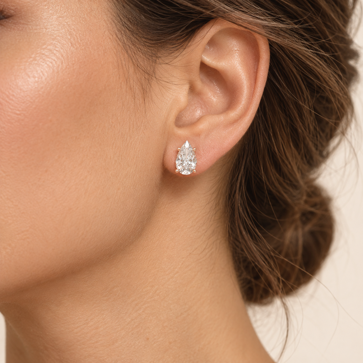 Rose Dewlight Pear-Cut Lab-Grown Diamond Stud Earrings