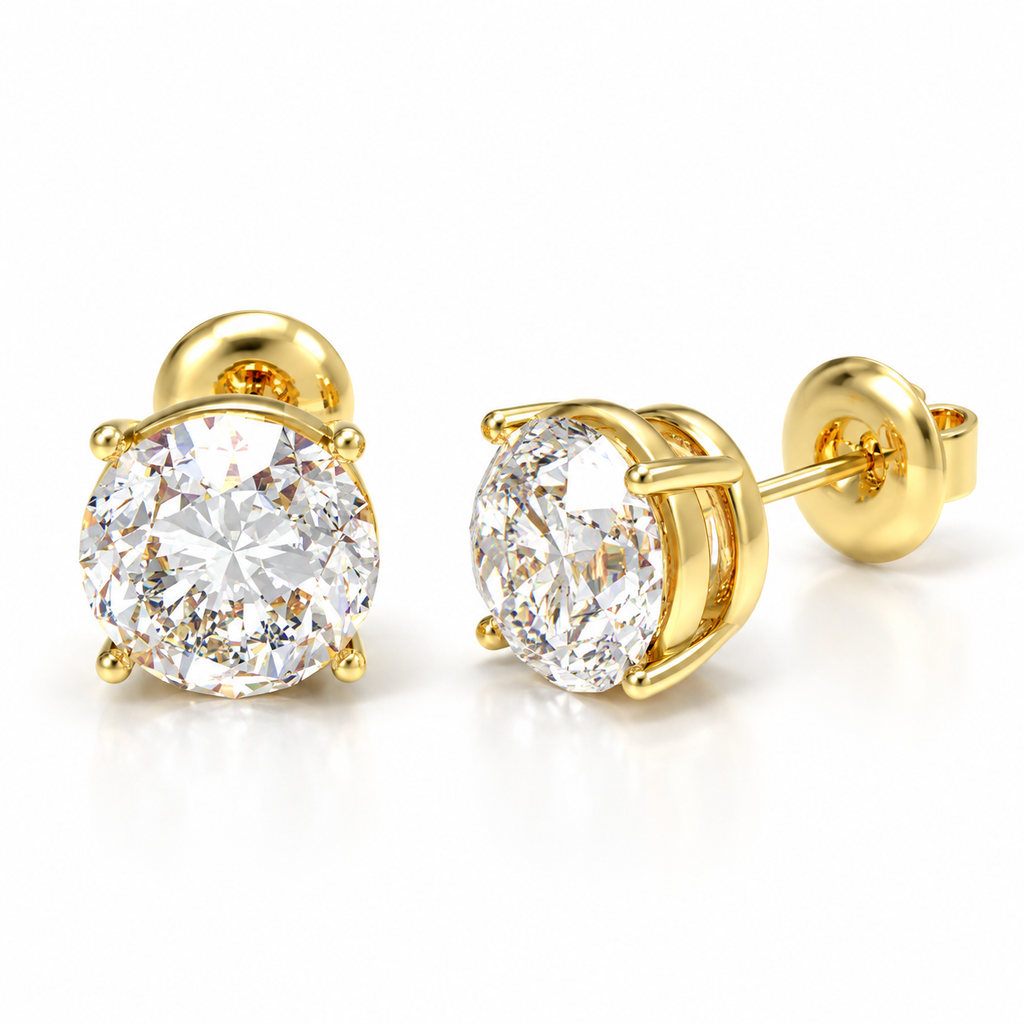 Golden Luminous Core Round Brilliant Lab-Grown Diamond Stud Earrings