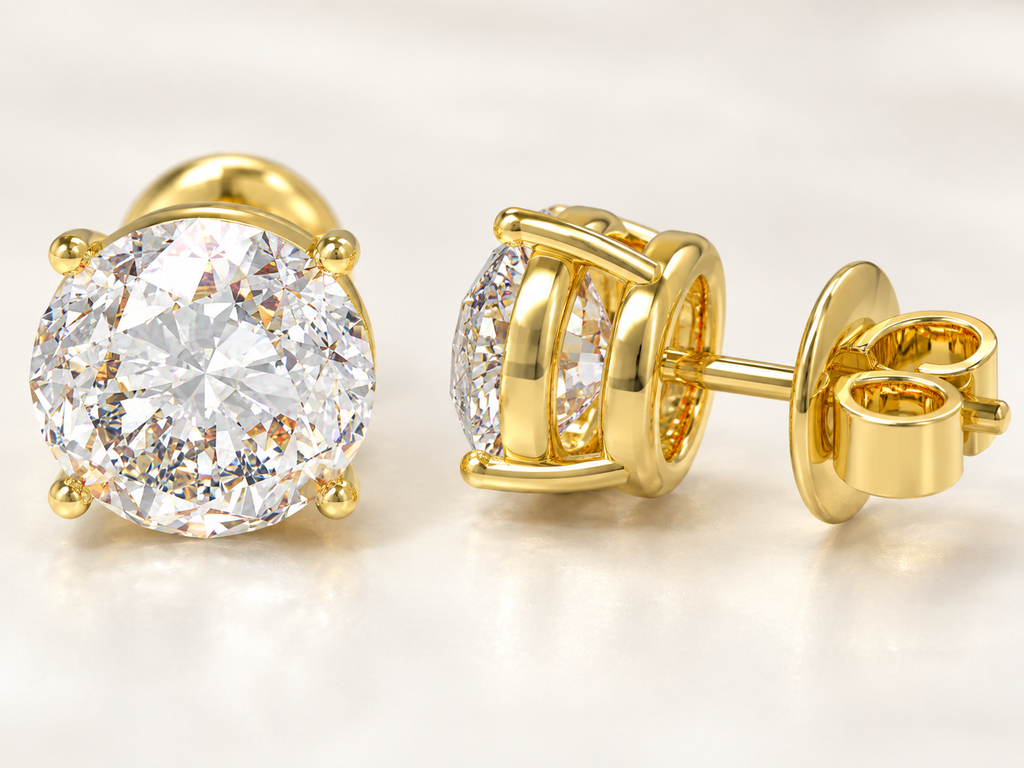 Golden Luminous Core Round Brilliant Lab-Grown Diamond Stud Earrings