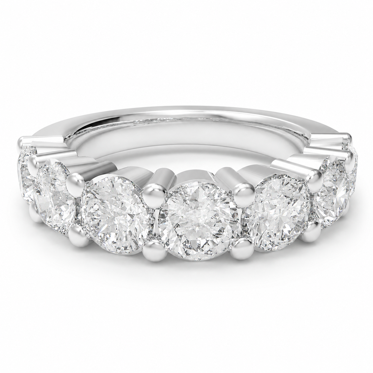 Seven Moons 1.75 CTW Seven-Stone Round Lab-Created Moissanite Ring in Sterling Silver