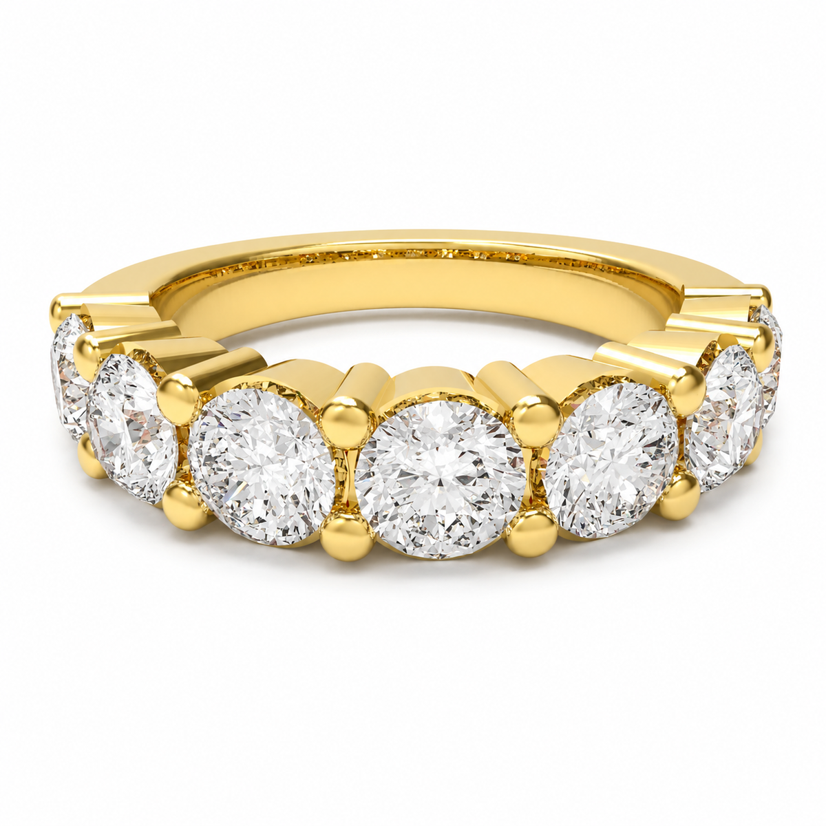 Seven Lights 1.75 CTW Seven-Stone Round Lab-Grown Diamond Ring in Yellow Gold