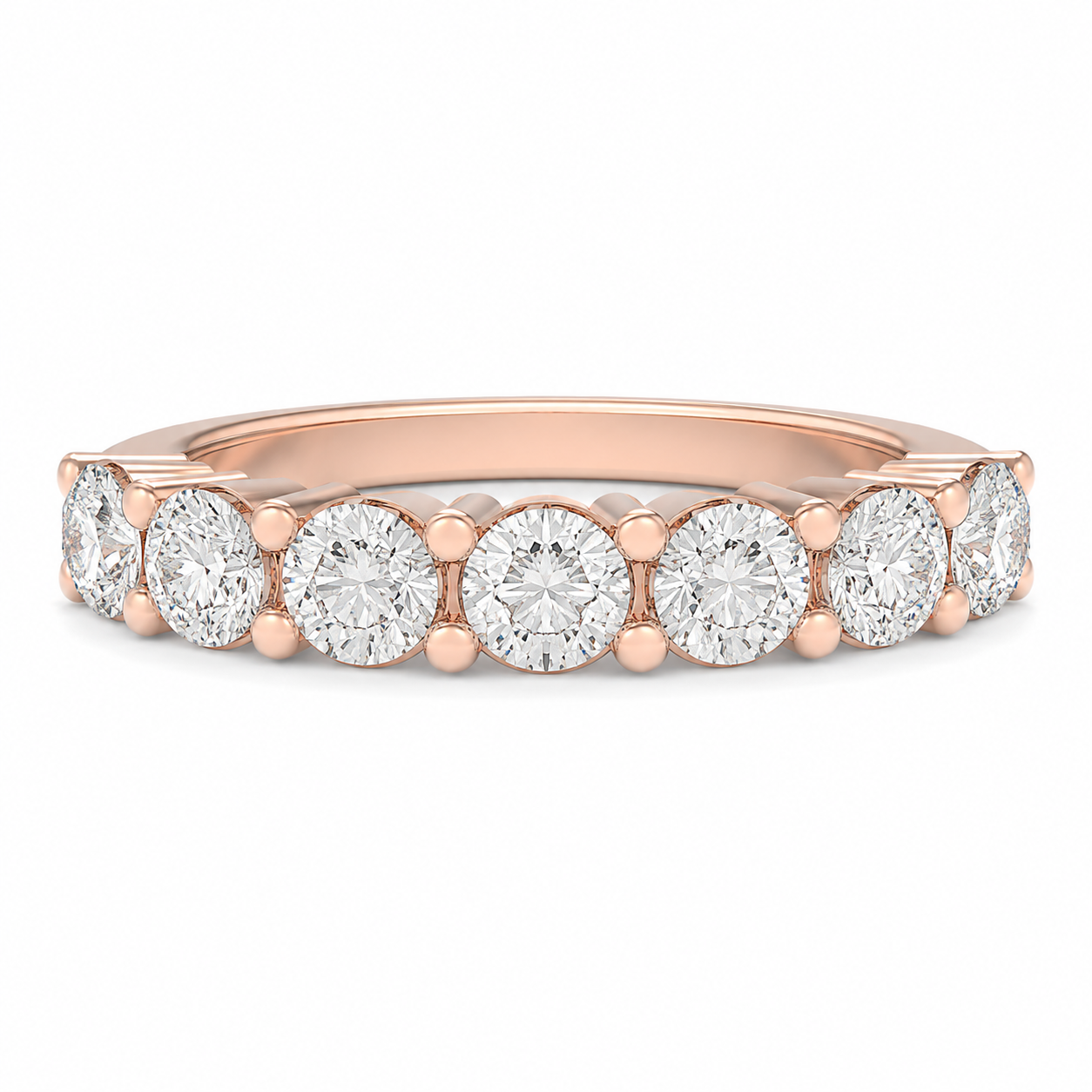 Seven Petals 1.75 CTW Seven-Stone Round Lab-Grown Diamond Ring in Rose Gold