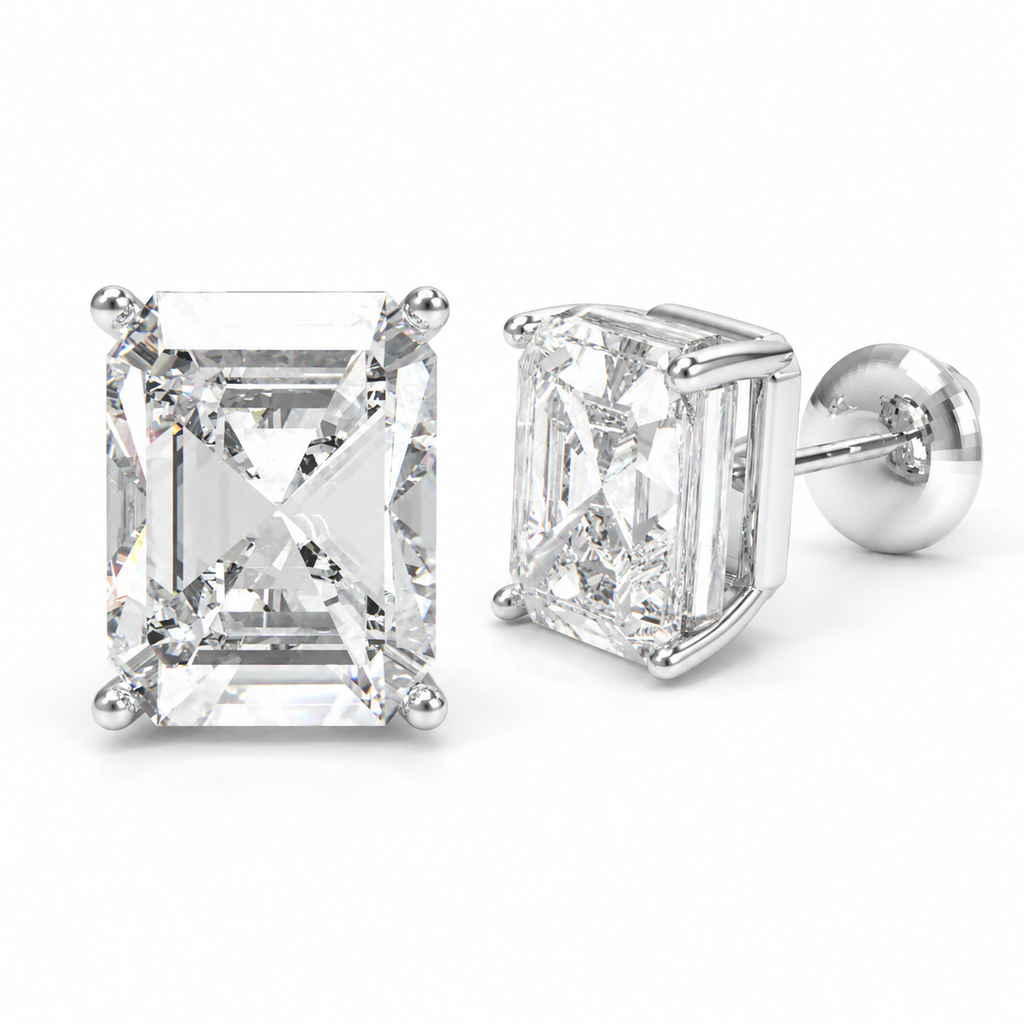 Architectural Light Rectangular Brilliant-Cut Lab-Grown Diamond Stud Earrings