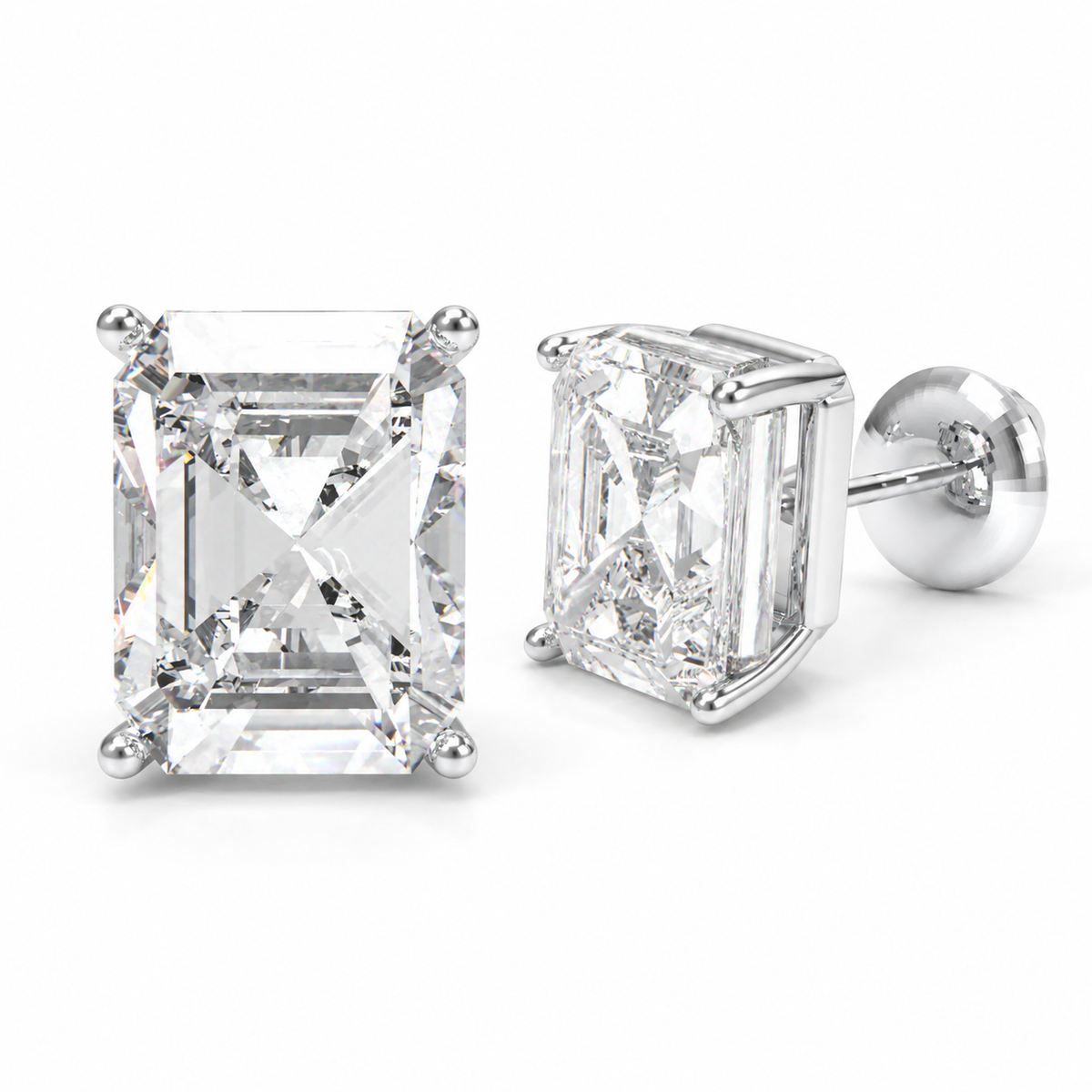 Architectural Light Rectangular Brilliant-Cut Lab-Grown Diamond Stud Earrings