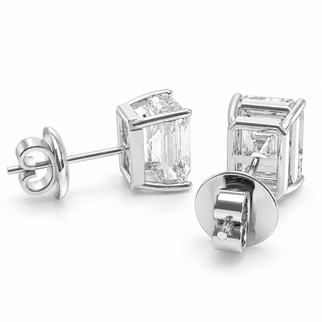 Architectural Light Rectangular Brilliant-Cut Lab-Grown Diamond Stud Earrings