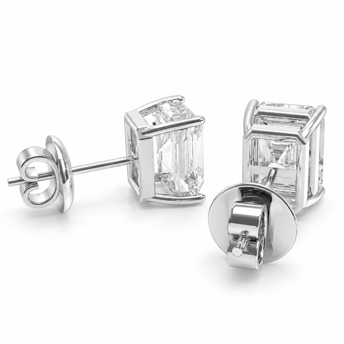 Architectural Light Rectangular Brilliant-Cut Lab-Grown Diamond Stud Earrings