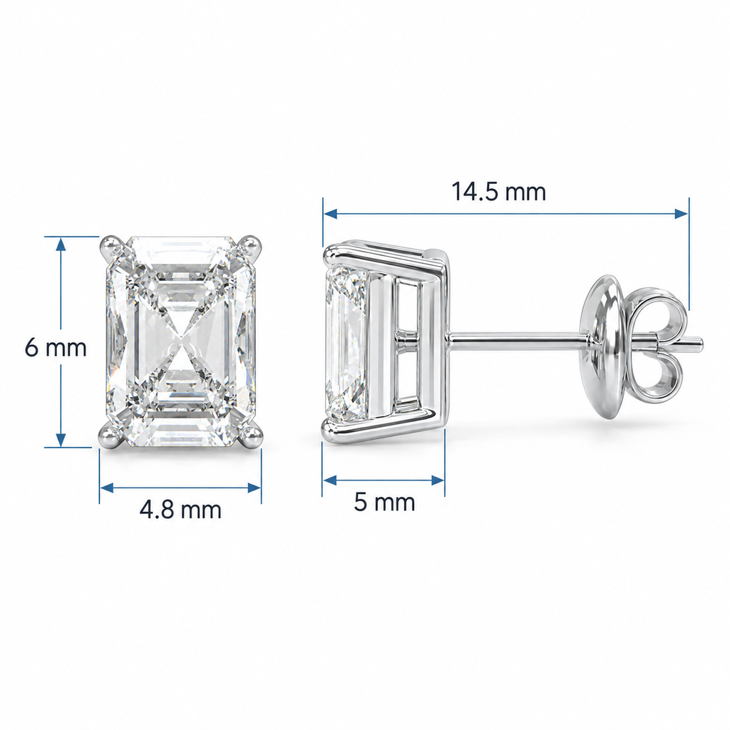 Architectural Light Rectangular Brilliant-Cut Lab-Grown Diamond Stud Earrings