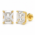 Gilded Architecture Rectangular Brilliant-Cut Lab-Grown Diamond Stud Earrings