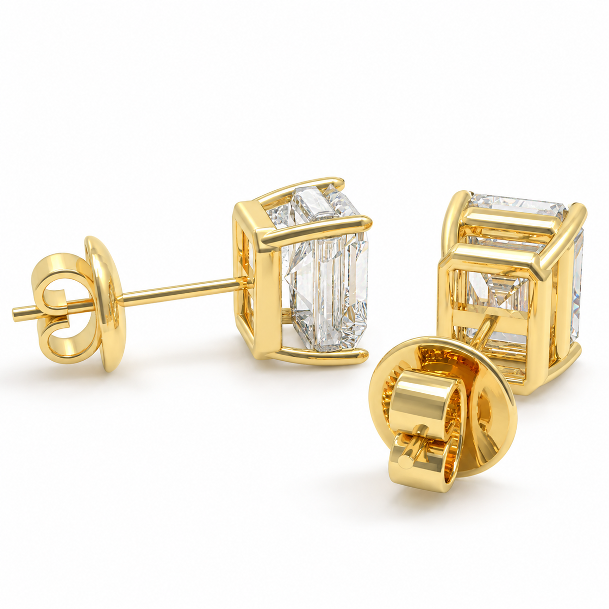 Gilded Architecture Rectangular Brilliant-Cut Lab-Grown Diamond Stud Earrings