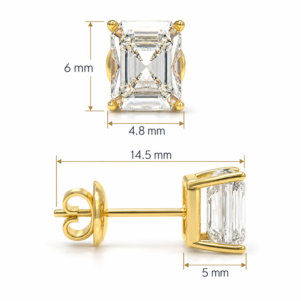 Gilded Architecture Rectangular Brilliant-Cut Lab-Grown Diamond Stud Earrings
