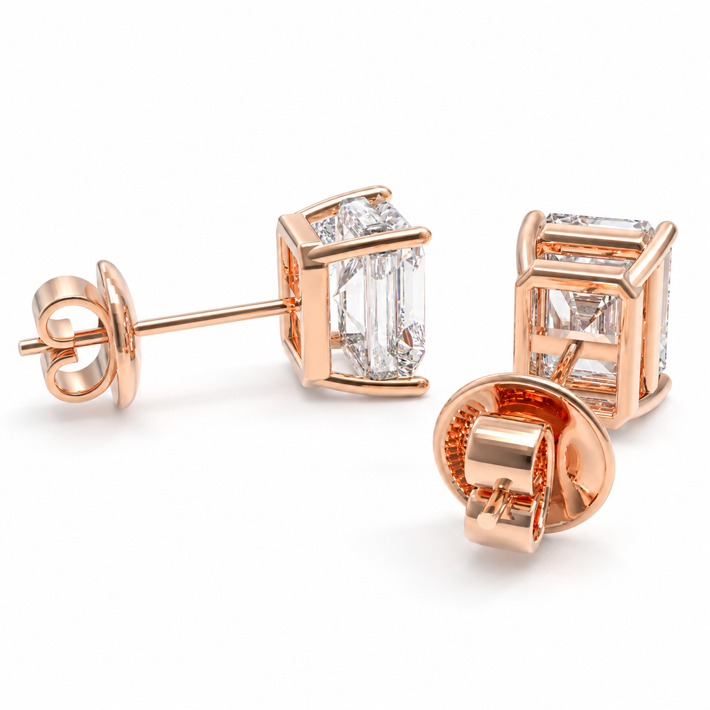 Architectural Light Rectangular Brilliant-Cut Lab-Grown Diamond Stud Earrings