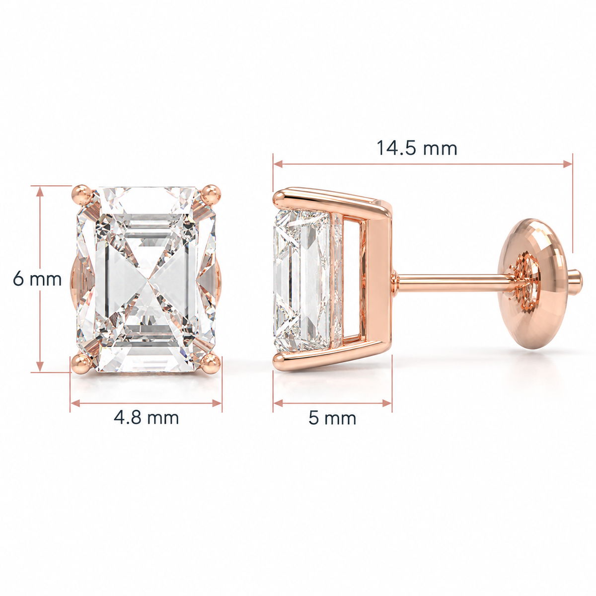 Architectural Light Rectangular Brilliant-Cut Lab-Grown Diamond Stud Earrings