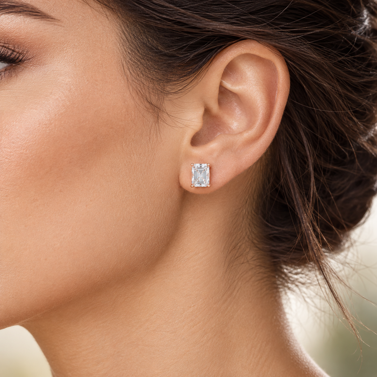 Architectural Light Rectangular Brilliant-Cut Lab-Grown Diamond Stud Earrings