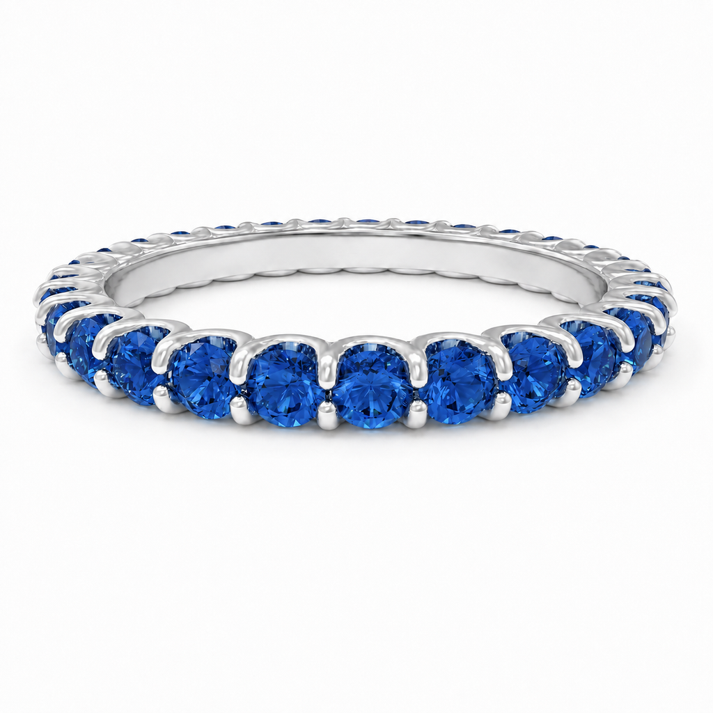 Midnight Orbit 18K White Gold Lab-Grown Sapphire Full Eternity Ring