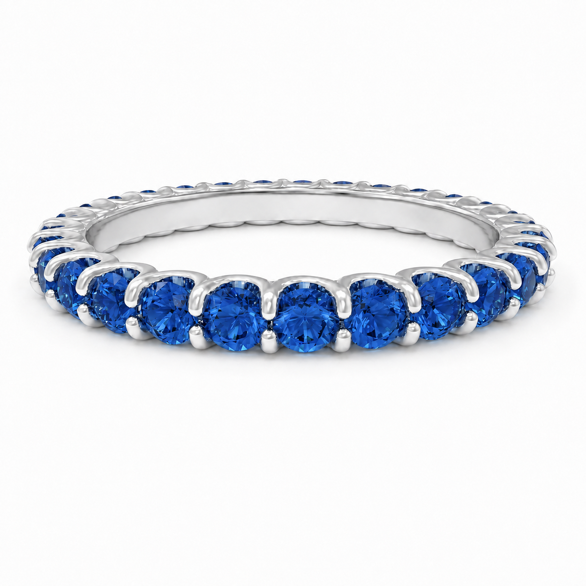 Midnight Orbit 18K White Gold Lab-Grown Sapphire Full Eternity Ring