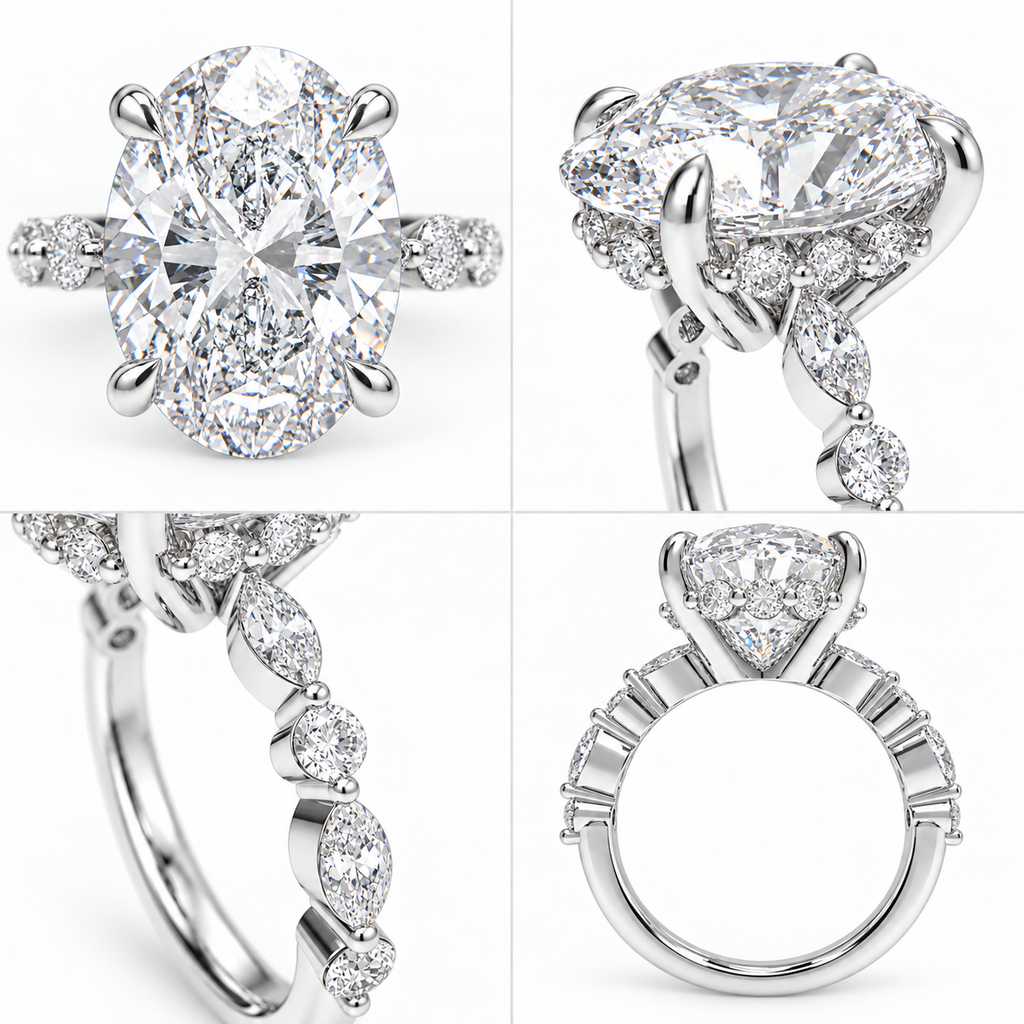 Orbit of Light 5CT Oval Lab-Grown Diamond Hidden Halo Engagement Ring