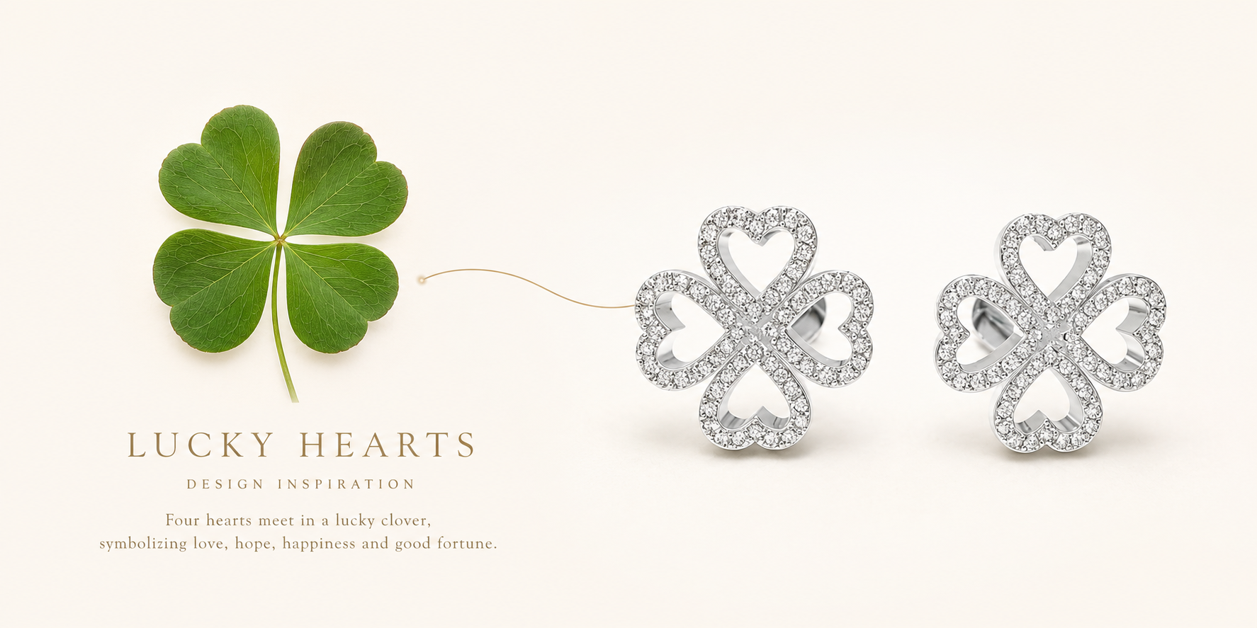 Four-Leaf Clover Heart Lab-Grown Diamond Stud Earrings