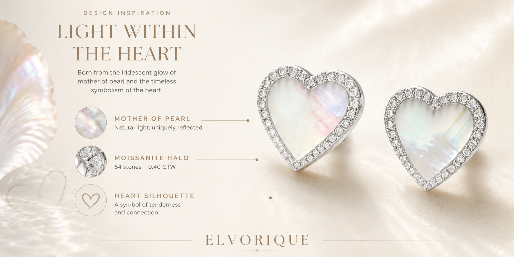 Lumina Heart Mother-of-Pearl Diamond Earrings