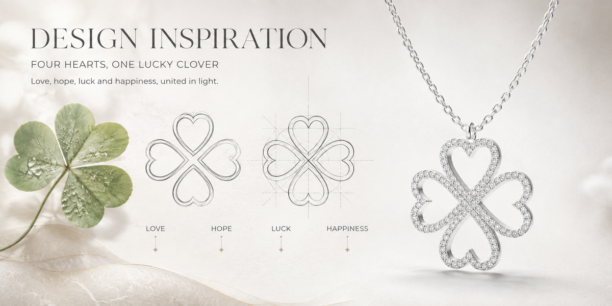 Four Hearts Clover White Gold Diamond Pendant Necklace