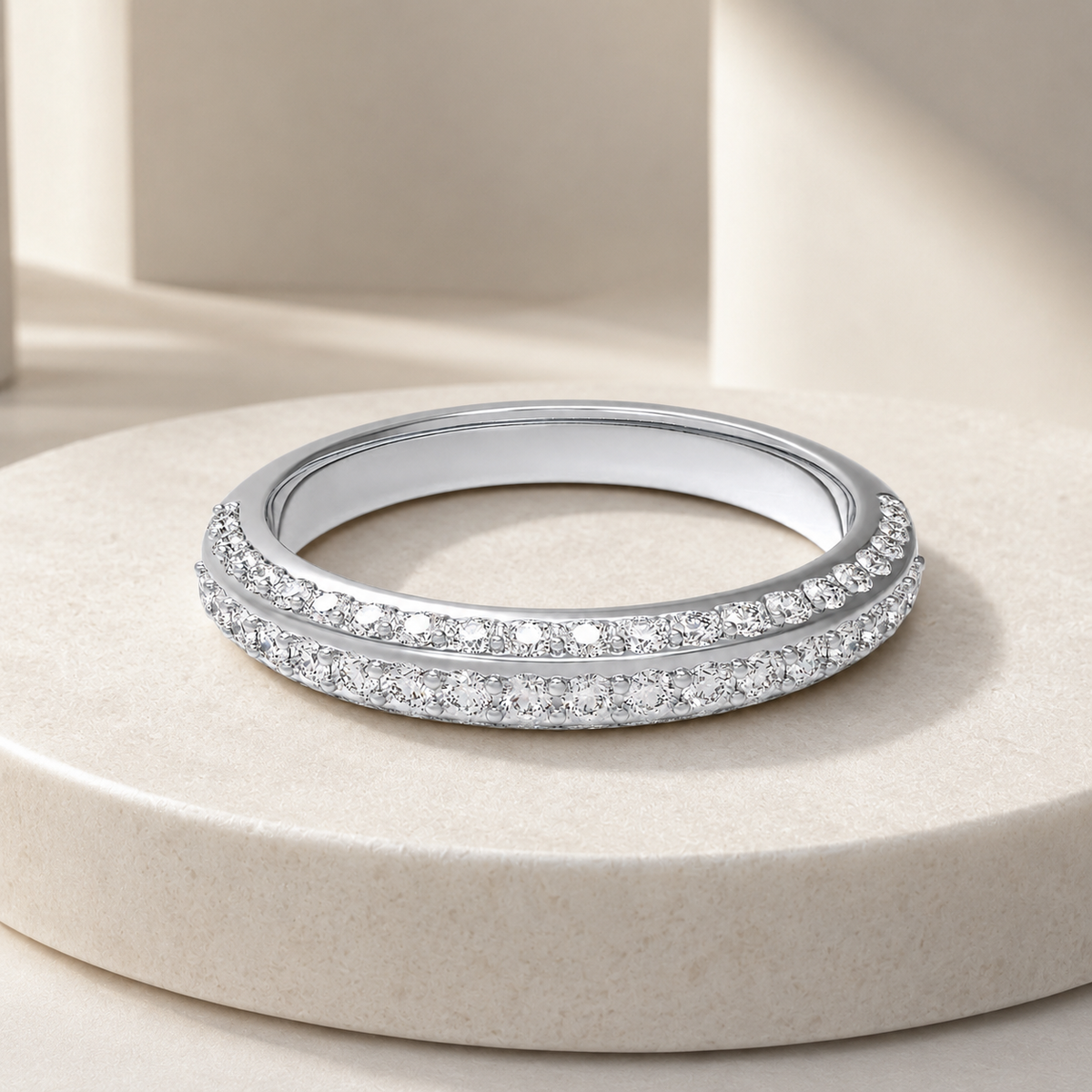 Trilume Three-Row Lab-Grown Diamond Half Eternity Band