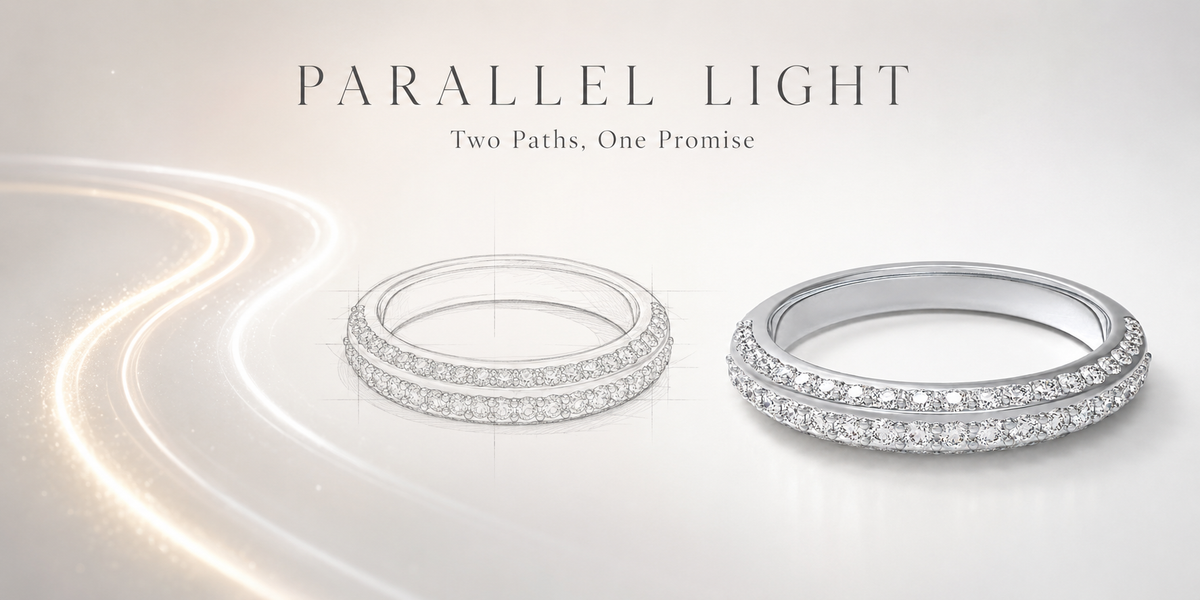 Trilume Three-Row Lab-Grown Diamond Half Eternity Band