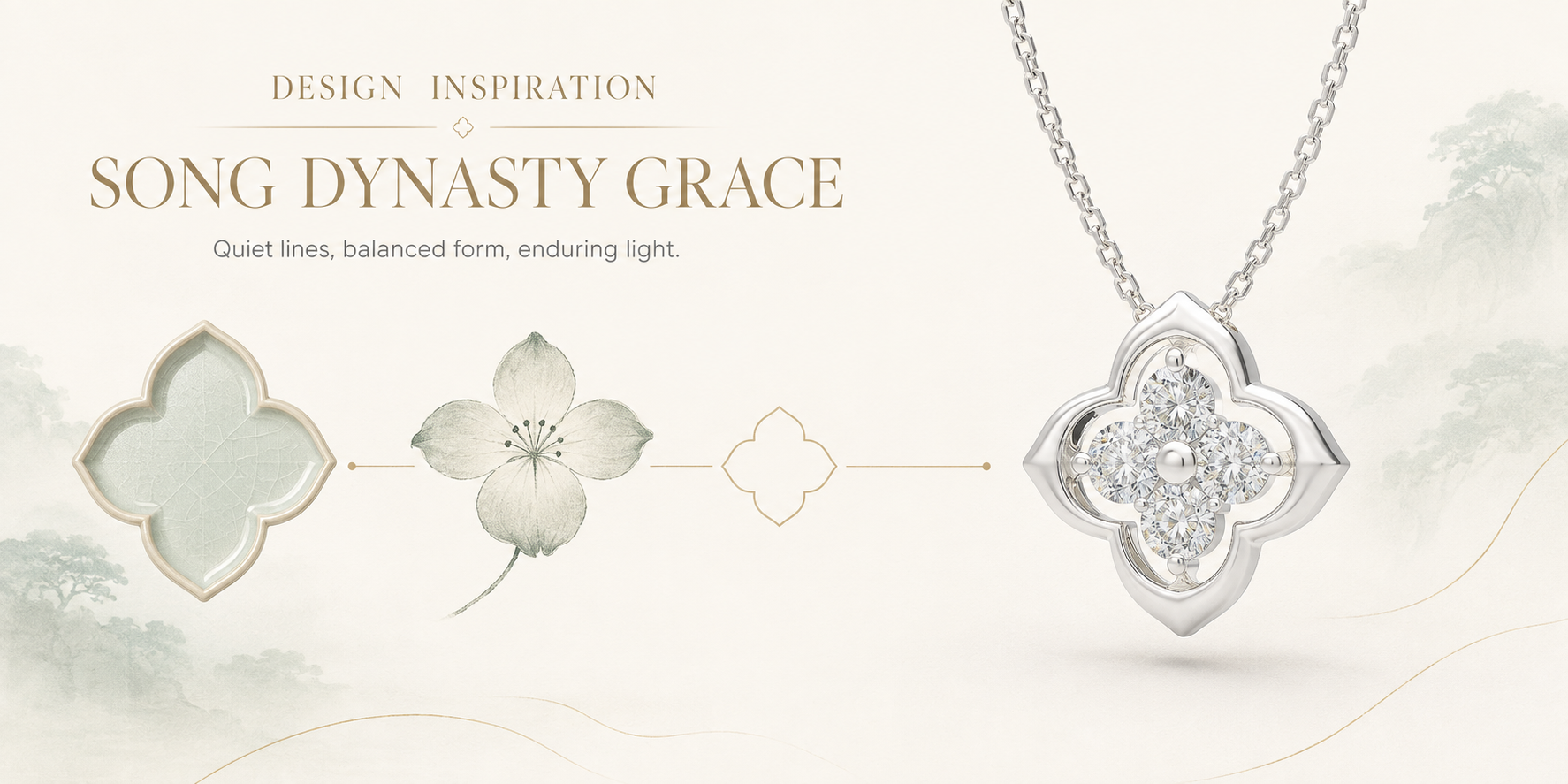 ELVORIQUE Song Grace Four-Leaf Clover Lab-Grown Diamond Necklace