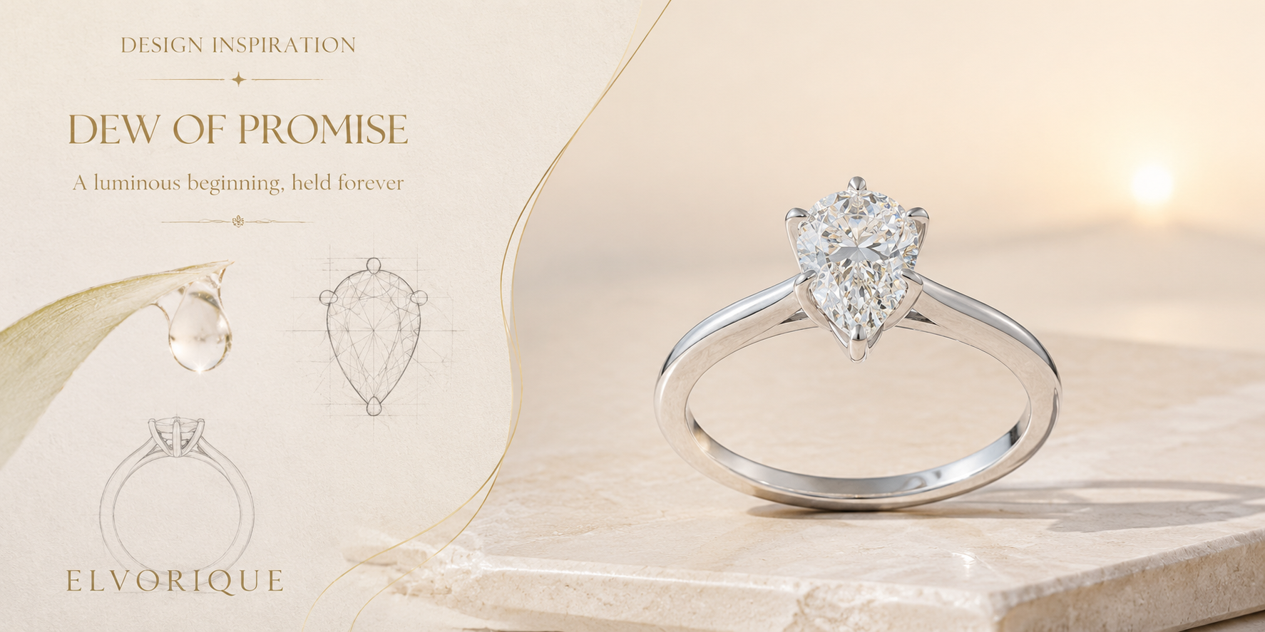 Dew of Promise Pear-Cut Gemstone Ring in Sterling Silver