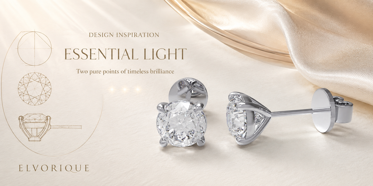 Essential Light Round Moissanite Stud Earrings in Sterling Silver