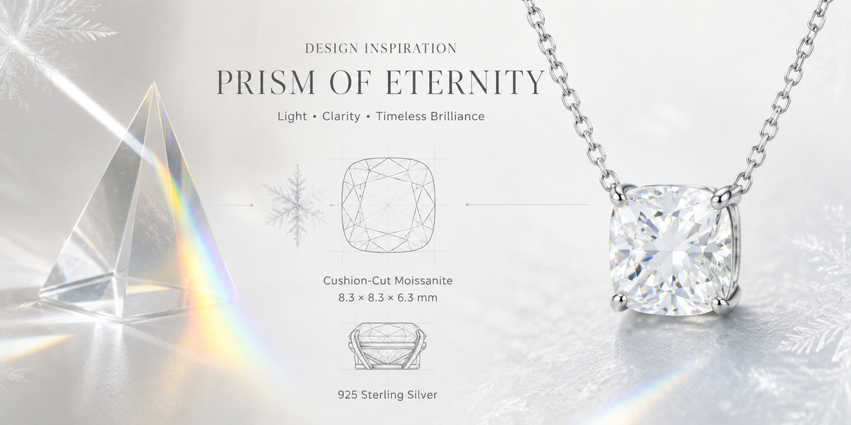 Handmade 925 Sterling Silver Cushion Cut Moissanite Pendant Necklace, Perfect Gift for Holidays and Daily Wear