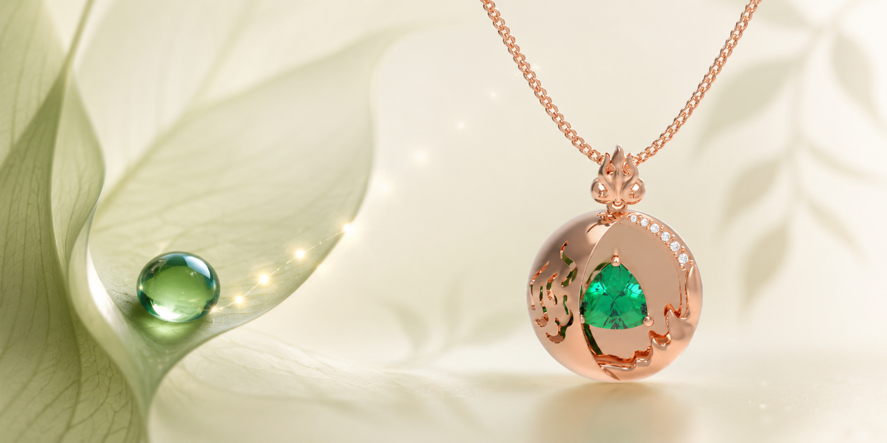 1CT Pear-Cut Lab-Grown Emerald & Diamond Pendant Necklace