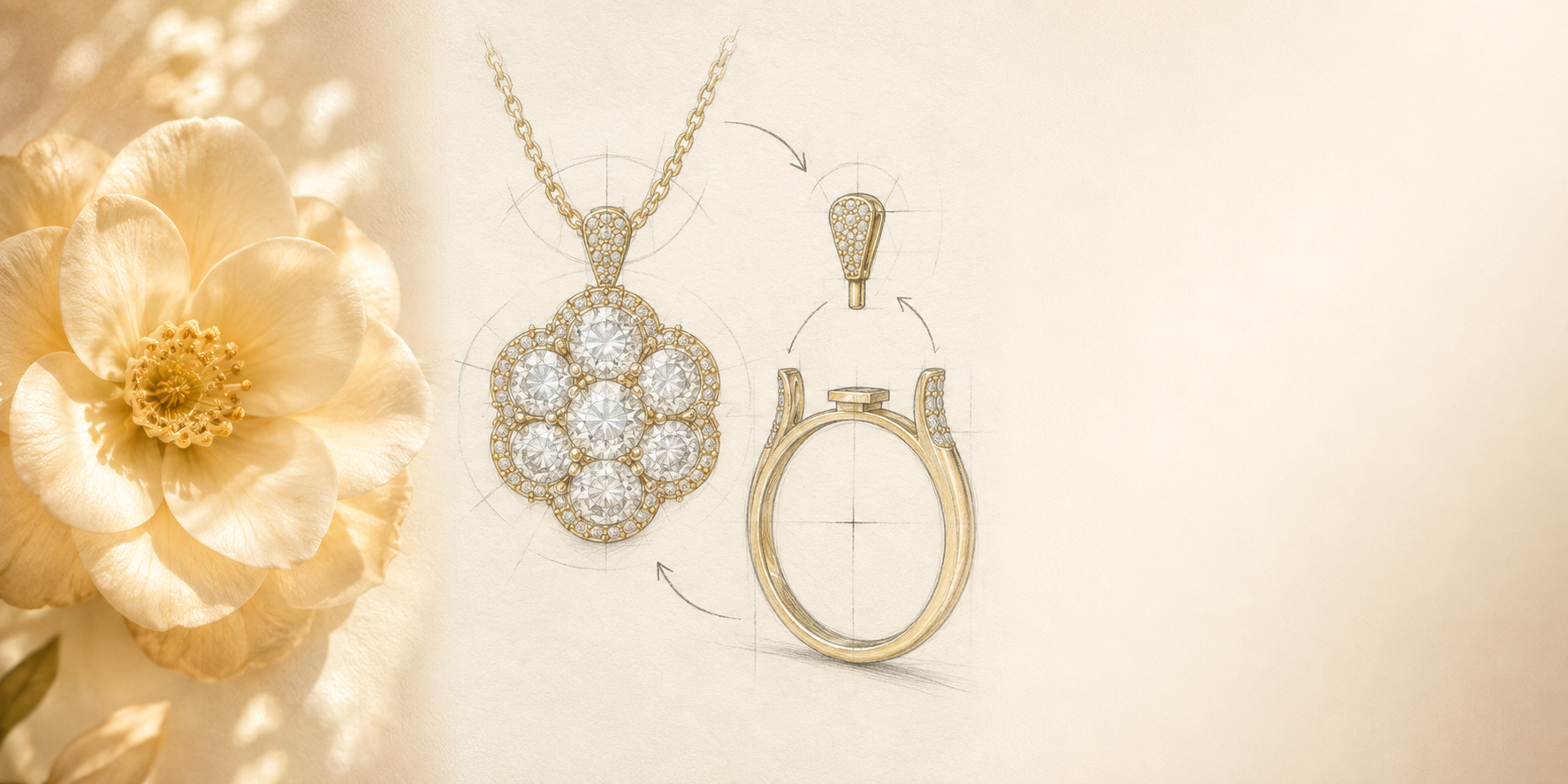 Bloom in Motion Lab-Grown Diamond Convertible Flower Ring & Pendant in 10K/14K Gold