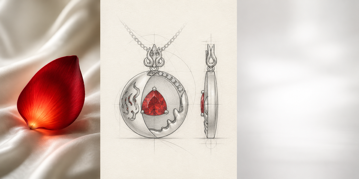 1CT Pear-Cut Lab-Grown Ruby & Diamond Pendant Necklace