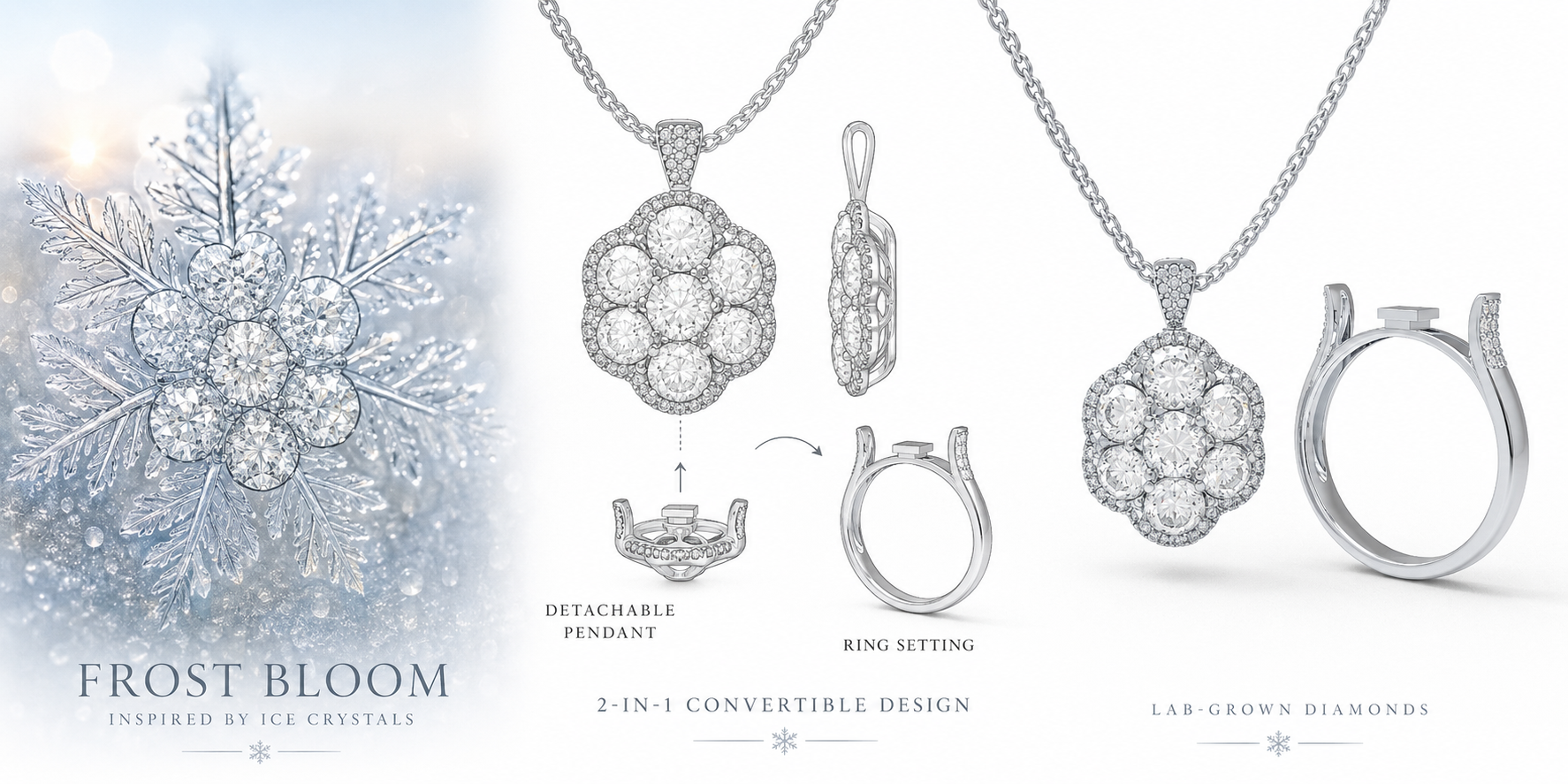 Frost Bloom Lab-Grown Diamond Convertible Ring & Pendant Set