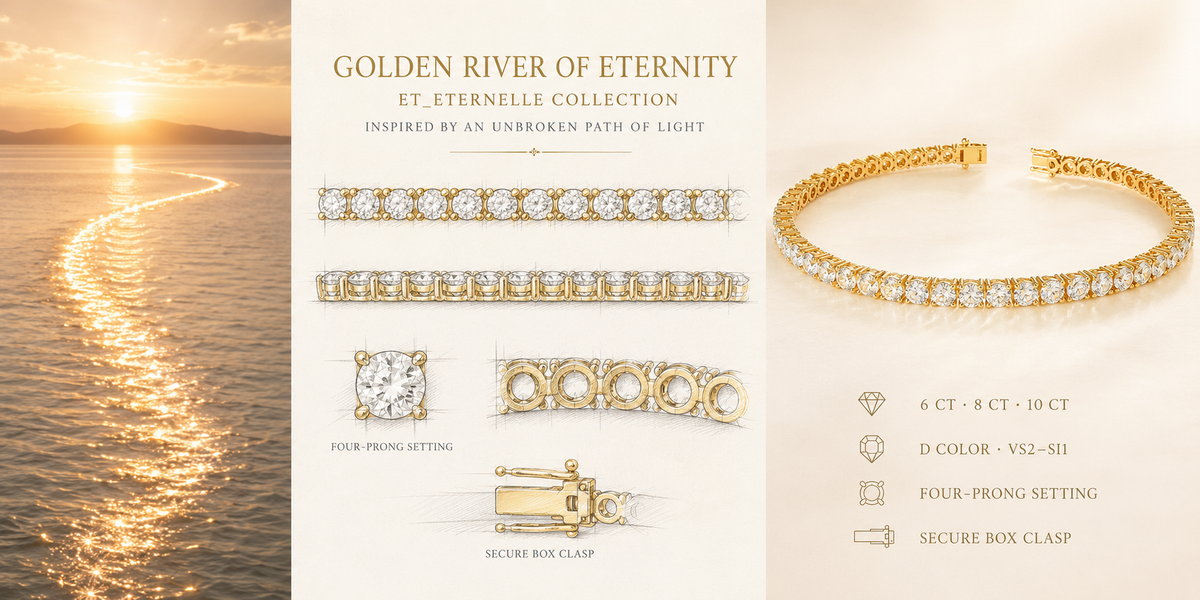 Golden River of Eternity 6â€?0CT Lab-Grown Diamond Tennis Bracelet