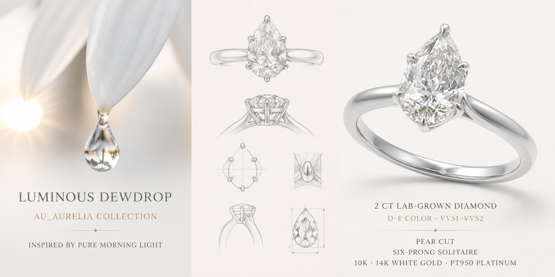 Luminous Dewdrop 2CT Pear-Cut Lab-Grown Diamond Solitaire Ring