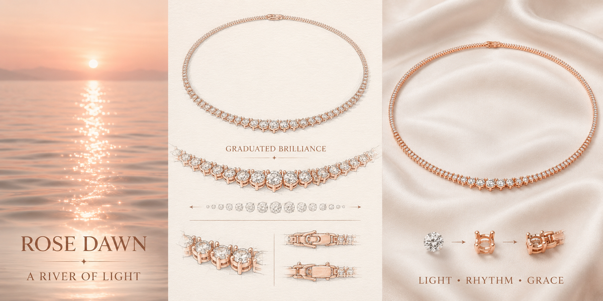 8CT/10CT Graduated Lab-Grown Diamond Tennis Necklace in 10K/14K Rose Gold – 16 Inch