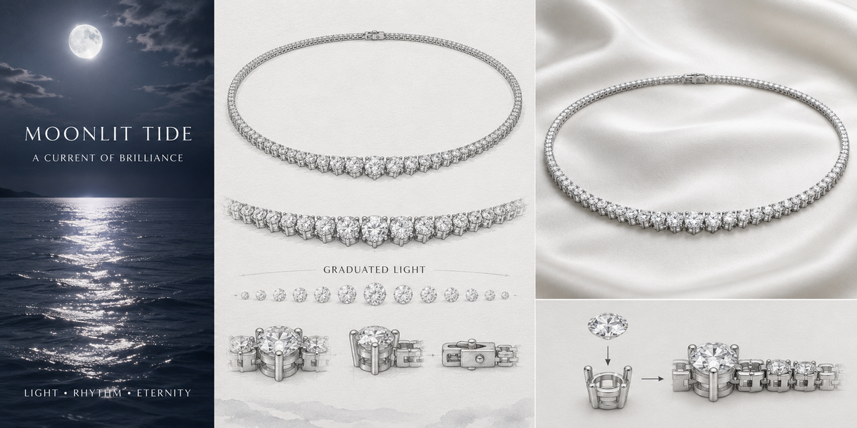 8CT/10CT Graduated Lab-Grown Diamond Tennis Necklace in White Gold or Platinum – 16 Inch