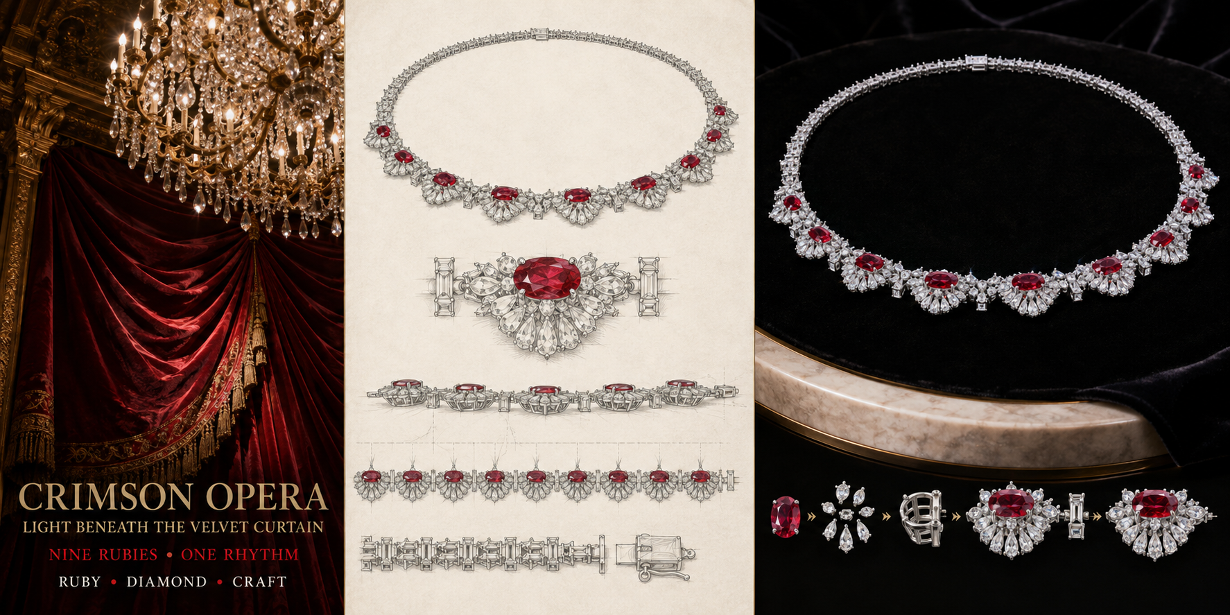 36CTW Lab-Grown Ruby & Fancy Diamond High Jewelry Necklace – 9K/14K/18K Gold or Platinum
