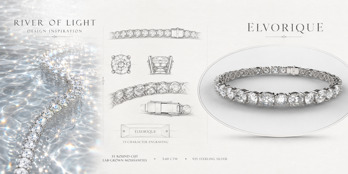 ELVORIQUE 5.60 CTW Moissanite Tennis Bracelet in Sterling Silver