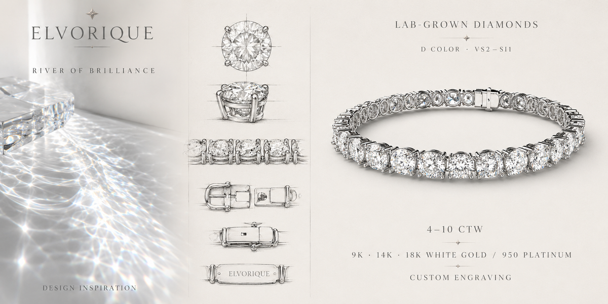 ELVORIQUE 4–10 CTW Lab-Grown Diamond Tennis Bracelet