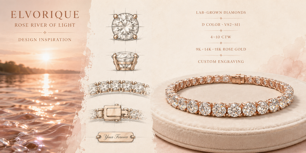ELVORIQUE 4–10 CTW Lab-Grown Diamond Tennis Bracelet in Rose Gold