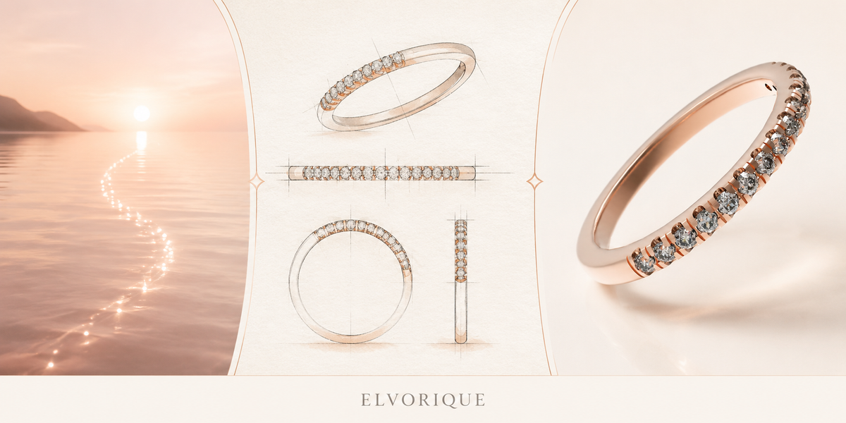 ELVORIQUE Éternelle Rose Gold Lab-Grown Diamond Half Eternity Band