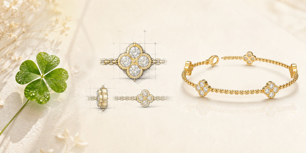 ELVORIQUE Lucky Clover Lab-Grown Diamond Bracelet