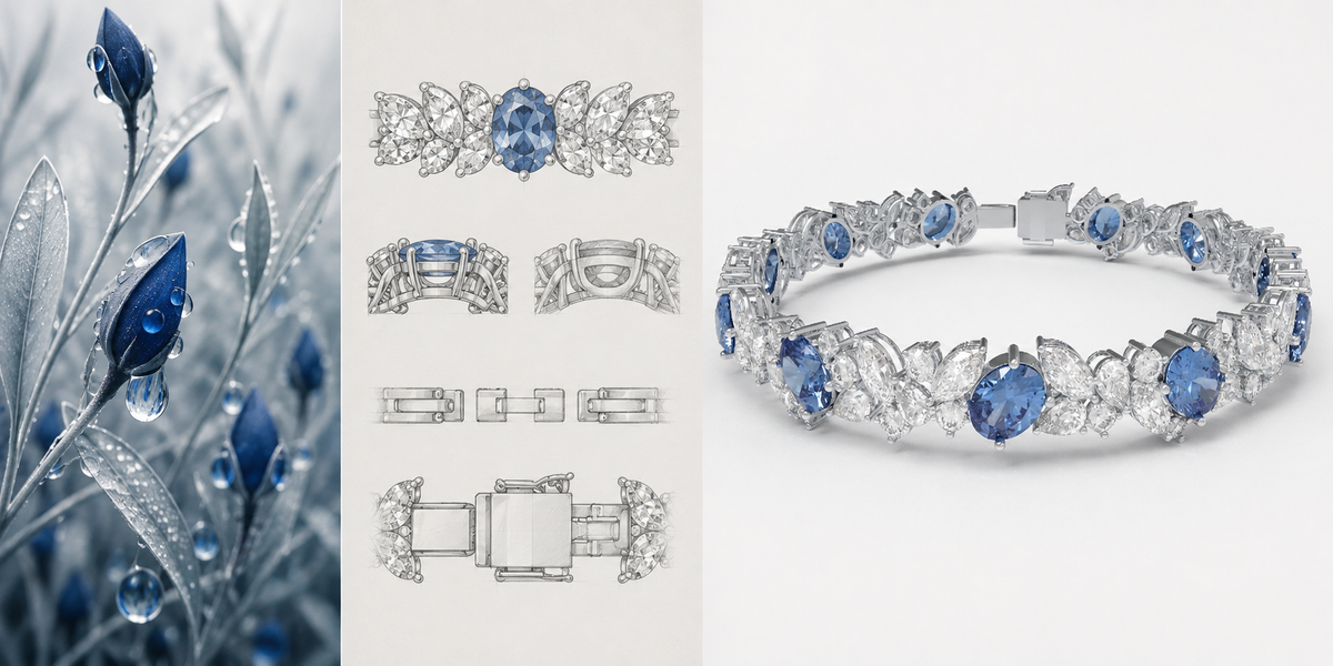 ELVORIQUE Eternelle Platinum Lab-Grown Sapphire and Diamond Bracelet