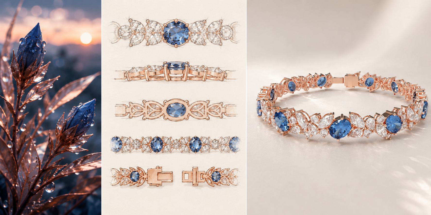 ELVORIQUE Eternelle Rose Gold Lab-Grown Sapphire and Diamond Bracelet