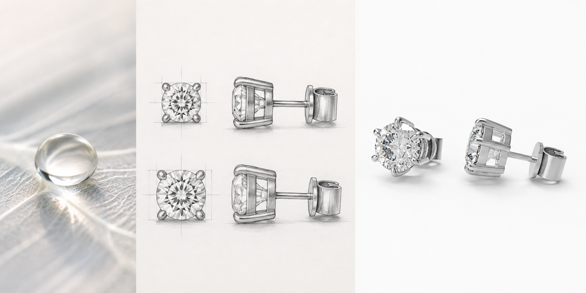 ELVORIQUE Aurelia Round Lab-Grown Diamond Stud Earrings